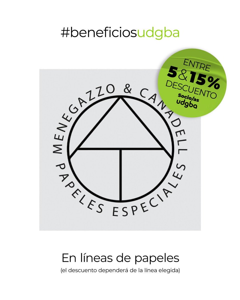 Siendo socio/a UDGBA tenés entre 5 y 15% de descuento en líneas de papel (el descuento dependerá de la línea elegida). 

👉🏻 Este y todos los beneficios que tenemos para ofrecerte los podés ver en udgba.org.ar/beneficios

💚 ASOCIATE A LA UDGBA
#beneficiosUDGBA #diseño #design