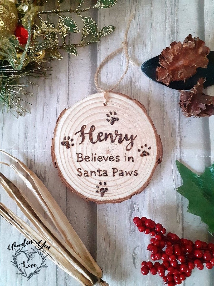 This is a rustic handmade wooden christmas tree ornament for your pet cat or dog. Hand burnt on a wood slice and with a touch of glitter

woodenyoulove.co.uk/product/handma…

#MHHSBD #firsttmaster #earlybiz