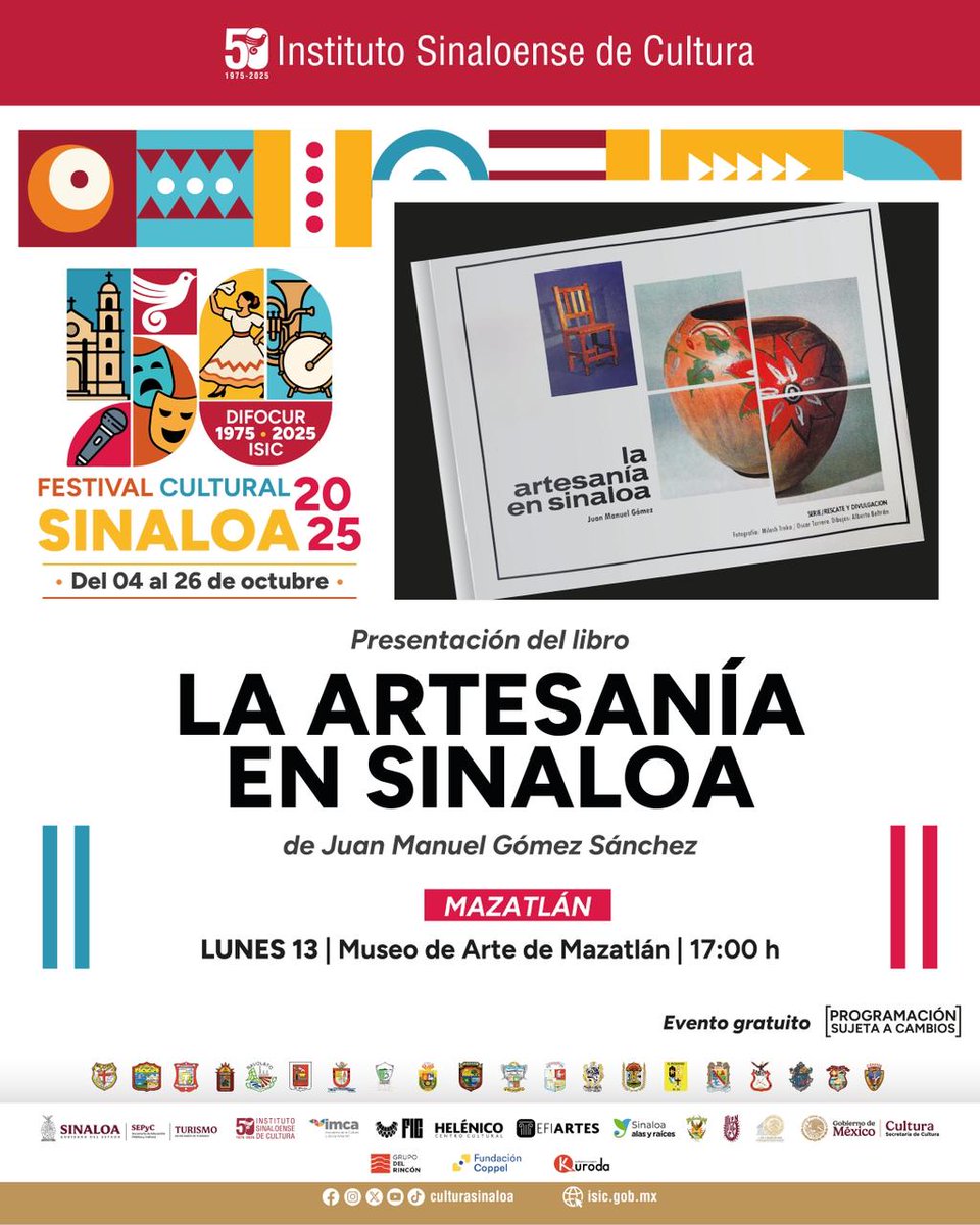 #Mazatlán Presentación del libro La artesanía en Sinaloa de Juan Manuel Gómez
#FECUSIN2025 #Mazatlán #CulturaSinaloa #LaArtesaníaEnSinaloa