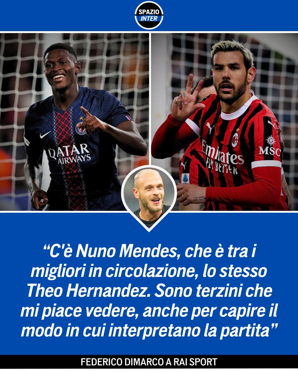 SpazioInter's tweet image. Dimarco svela due terzini a cui si ispira: c&apos;è anche Theo! 😮

L’esterno dell’Inter e della Nazionale, ai microfoni di Rai Sport, incorona Nuno Mendes e Theo Hernandez come tra i migliori in circolazione 💪

#Inter #Dimarco #SpazioInter
