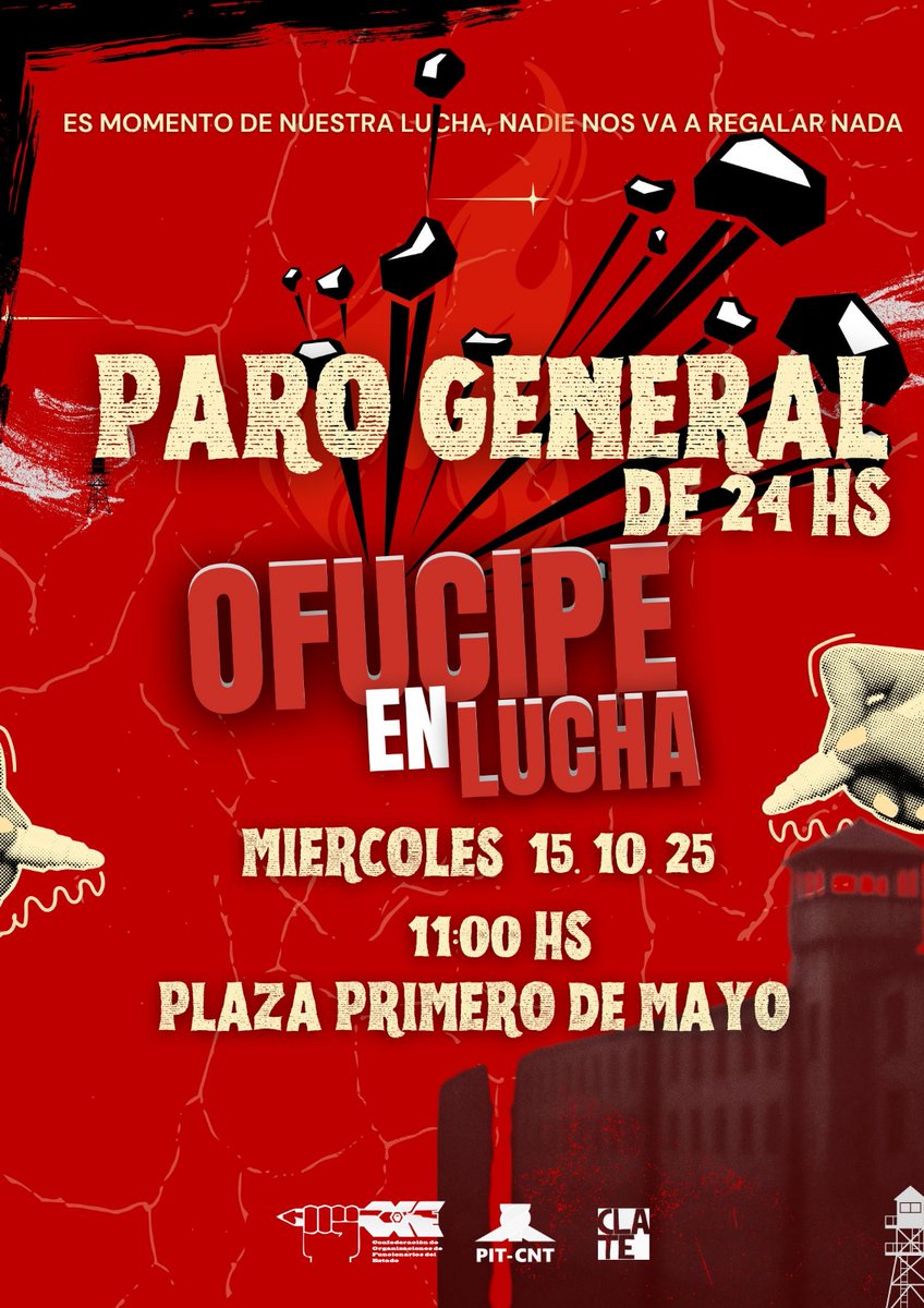 OFUCIPE's tweet photo. Este 15 de octubre a las 11:00 hs en Plaza Primero de Mayo, las y los trabajadores civiles penitenciarios nos movilizamos.

Por el reconocimiento de la insalubridad, por condiciones dignas, y contra la omisión del Estado en el presupuesto que nos excluye otra vez. https://t.co/K6yvq5NrPi