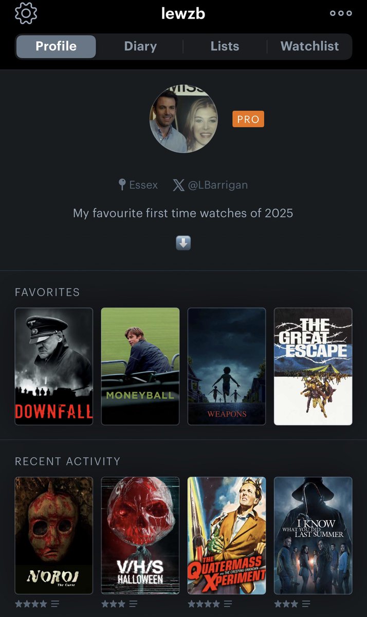 LBarrigan's tweet photo. Letterboxd vs What I’m listening to. https://t.co/ln9rwY7a0d