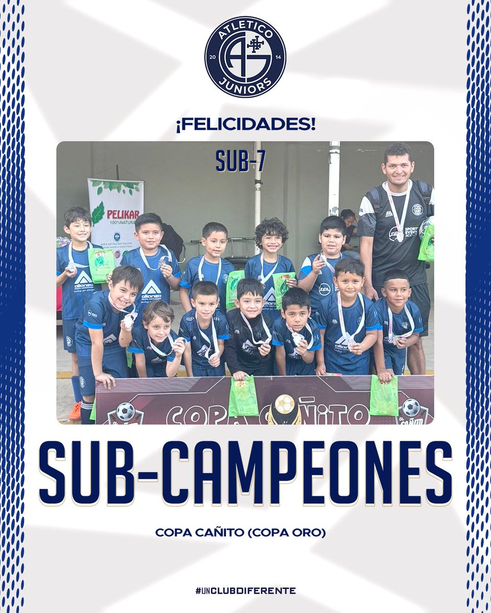 ClubAtleticoJrs's tweet photo. Felicitamos a nuestra categoría Sub-7 por llegar hasta la final de la Copa Cañito (Copa Oro). ¡Vamos Atlético! ⚽️💙💪🏼

#AtleticoJuniors 
#UnClubDiferente https://t.co/mCYA88d36Z