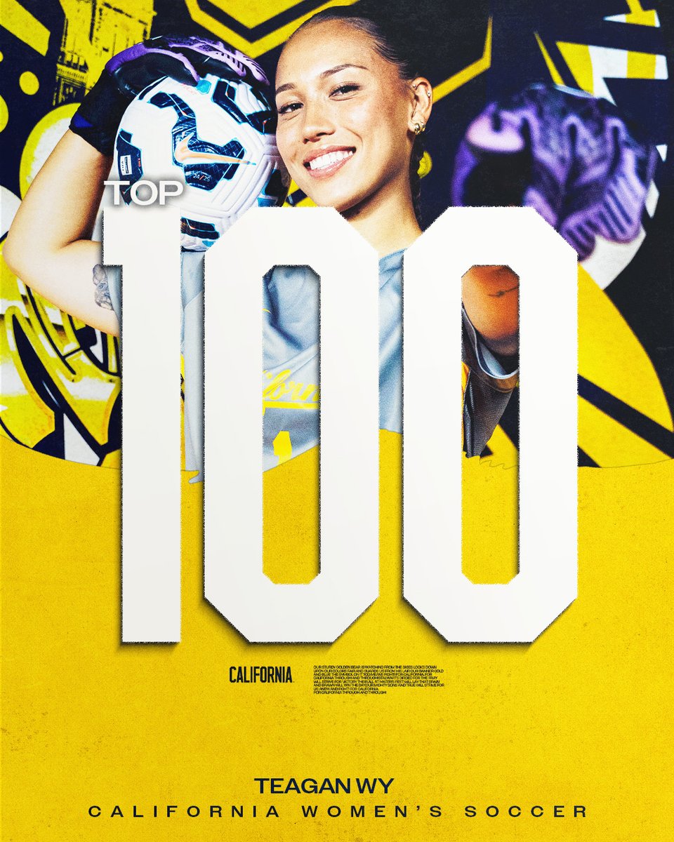CalWSoc's tweet image. 𝐓𝐎𝐏 𝟏𝟎𝟎 📈

Congratulations to Teagan Wy on being named to the @TopDrawerSoccer midseason Top 💯 Players list!

#GoBears