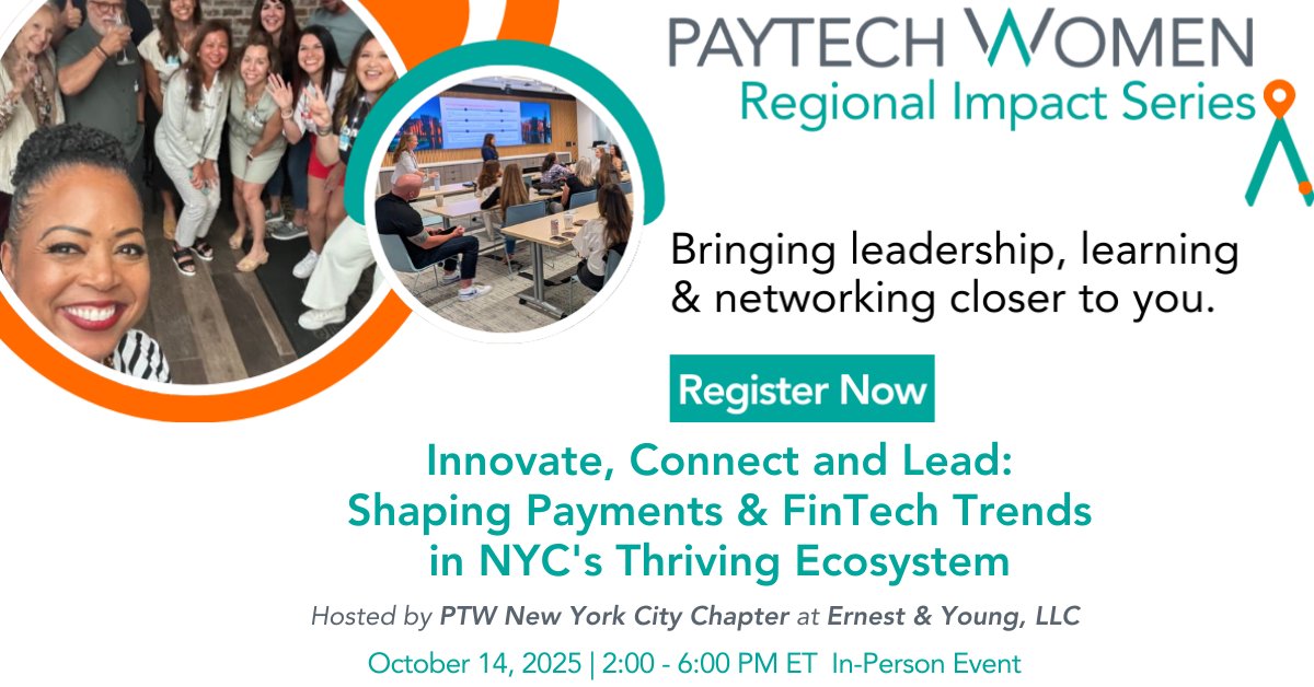 Don’t Miss Next Week's Regional Impact Series, Hosted by the NYC Chapter. This #exclusiveevent is your gateway to the cutting-edge conversations redefining payments.

📅 Oct. 14
🕒2 PM ET
RSVP here ➡️: bit.ly/42t0rJ4

#RiseThriveConnect #PTWChapters