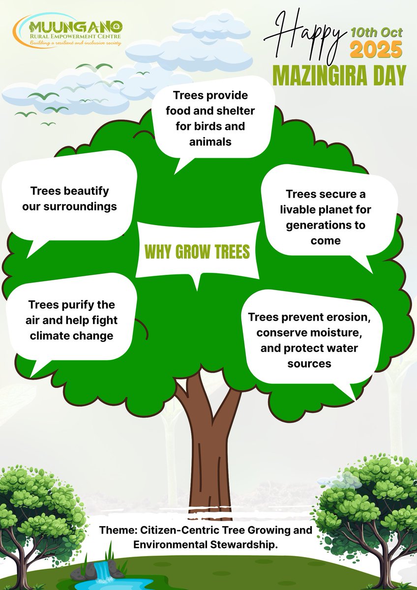 MuunganoCentre's tweet image. By the way, mbona tupande miti? This #MazingiraDay2025, we are honoured to bring you 5 solid benefits of #TreeGrowing. Ranging from Wildlife Habitat to Future Sustainability, among other benefits, trees have proven very important. That&apos;s why we encourage you: #TuendeTupandeMiti.