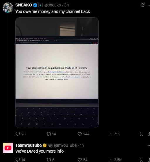 masteroogwgay's tweet image. You guys brought Sneako&apos;s channel back, I deserve my own channel back too. @TeamYouTube