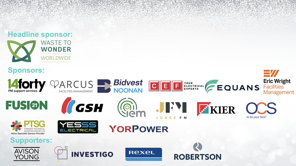 Thank you to Headline Sponsor Waste to Wonder Worldwide; &amp; Sponsors 14forty, <a href="/ArcusFM/">Arcus FM</a>, <a href="/BidvestNoonan/">Bidvest Noonan</a>, <a href="/cefonline/">CEF</a>, @EQUANS _UK, <a href="/EricWrightGroup/">Eric Wright</a>, Fusion21, GSH Group, Integrated Estate Management, Jones FM, Kier Places, OCS, <a href="/PTSG_LTD/">PTSG LTD</a>, <a href="/YESSSElectrical/">YESSS Electrical</a>, and Yorpower (1/2)