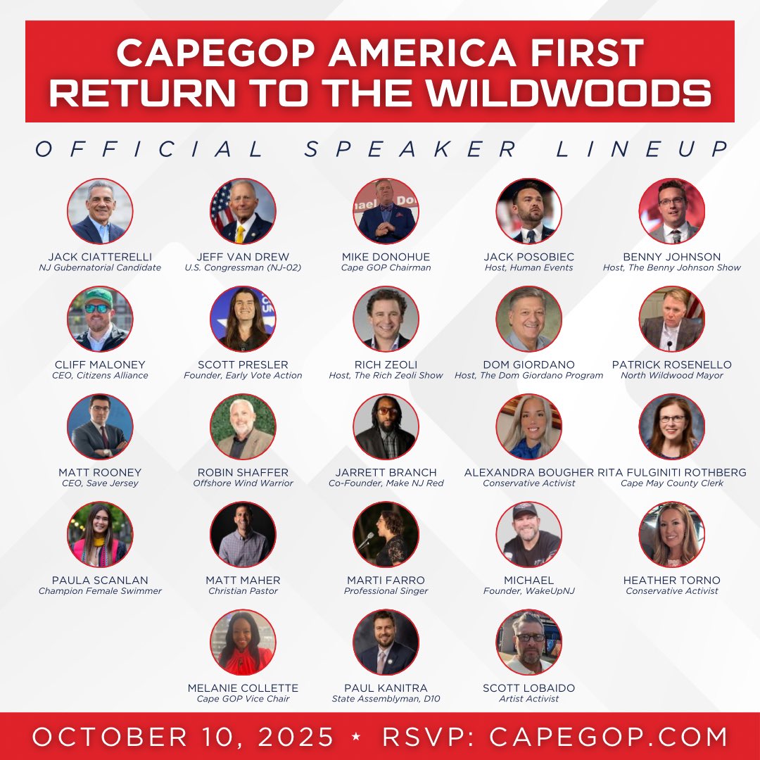 Maloney's tweet image. 🚨HELLO NEW JERSEY!!!

Tickets: CapeGOP.com

@doorswinwars @JackPosobiec @bennyjohnson @JudgeMichaelD @MattRooneyNJ @ScottPresler @Jack4NJ @Congressman_JVD @Richzeoli @DomShow1210 @PaulaYScanlan @VoteKanitra @wakeupnj @realprosenello