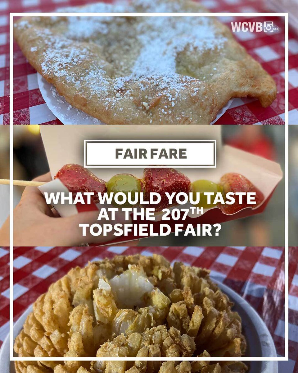 WCVB's tweet image. Top eats at Topsfield: The best things we ate at this year&apos;s fair. 
wcvb.com/article/topsfi… 

#TopsfieldFair #FairFood #Fair #Topsfield #FriedFood #StrangeEats #Sweet #Savory #Massachusetts #NewEngland