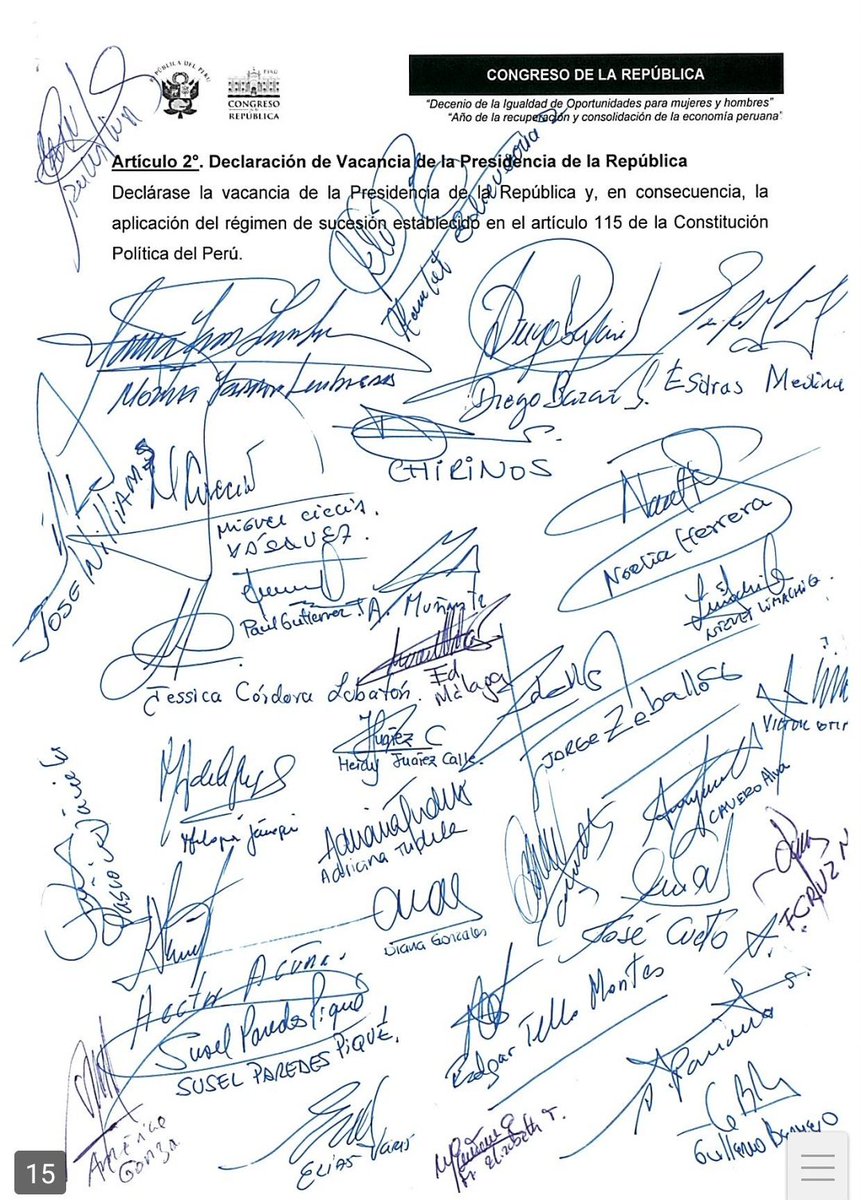 #Urgente Entra la segunda moción de vacancia. La suerte está absolutamente echada. Dina se va. Ahora la pregunta es cuándo.