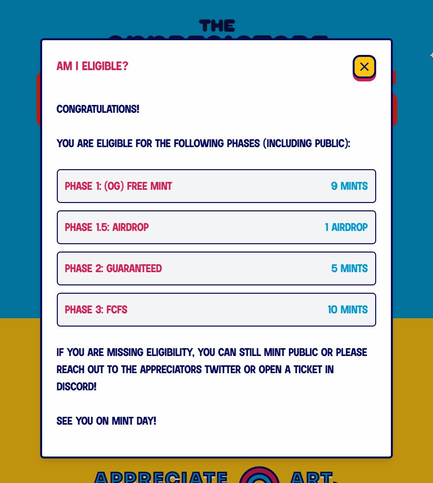 BREAKDOWN:

🅰️ OG CLAIM — YOU WERE PART OF CHAPTER 1. YOU GET 🅰️ FREE MINT DURING PHASE 1
1 FOR 1 ONE FREE CLAIM W/25 MAX PER WALLET ( 2000 🅰️VAILABLE ) 

🎟 MINT PASS — YOU ’ll RECEIVE 🅰️IRDROPPED ACCESS BEFORE GTD + FCFS PHASES 

💪 GTD 🅰️CCESS — HAND SELECTED COMMUNITIES