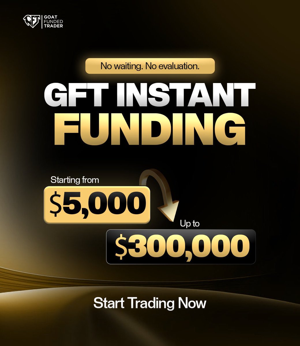 TradeForClara's tweet image. 🚀 No waiting. No evaluation. Just pure trading power.

Start with GFT Instant Funding and get $5K–$300K instantly. 💸

Why wait when you can trade now? ⚡🐐