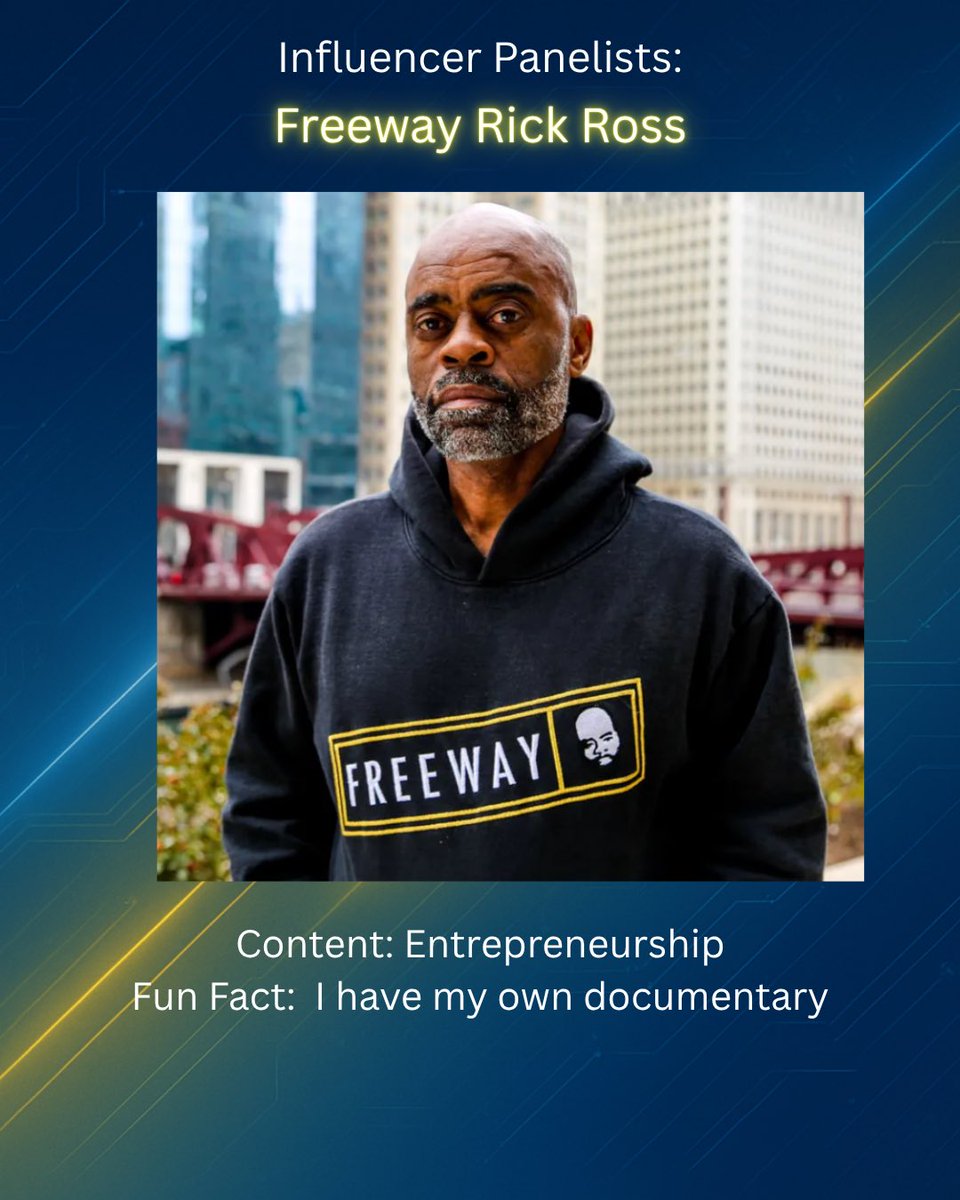 Xavvi_Official's tweet photo. Meet our second influencer panelist: Dr. Ross AKA “Freeway” Rick Ross

  Entrepreneur. Author. Activist. Visionary.

Catch him at #LATechWeek 
 📍 801 Tower, Los Angeles
 🗓 Oct 16 | 5–8PM
 #XavviAI #TechWeekLA #AITakeover #CreatorEconomy #FreewayRickRoss #Entrepreneurship https://t.co/Zv4hKbP0zw