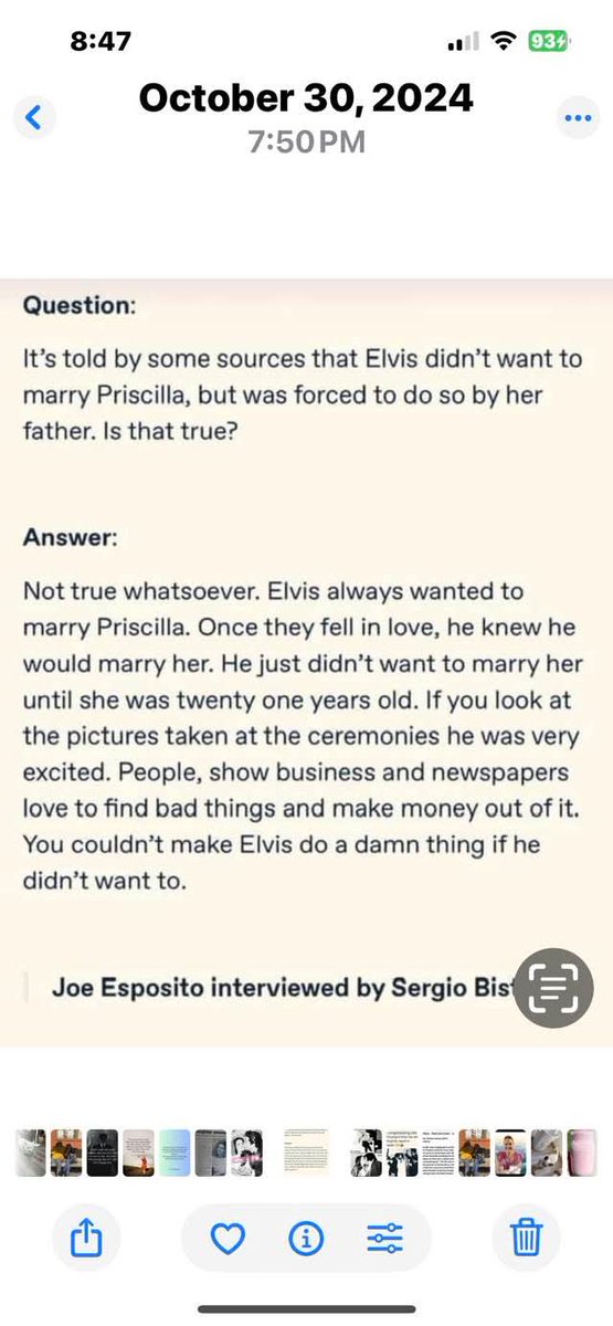 A interview with Joe Esposito about Elvis not being forced into marrying <a href="/Cilla_Presley/">Priscilla Presley</a>.
