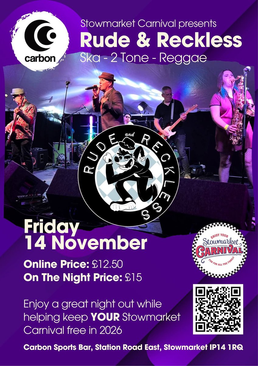 Tickets available via qr code
#Stowmarket #ska #suffolk