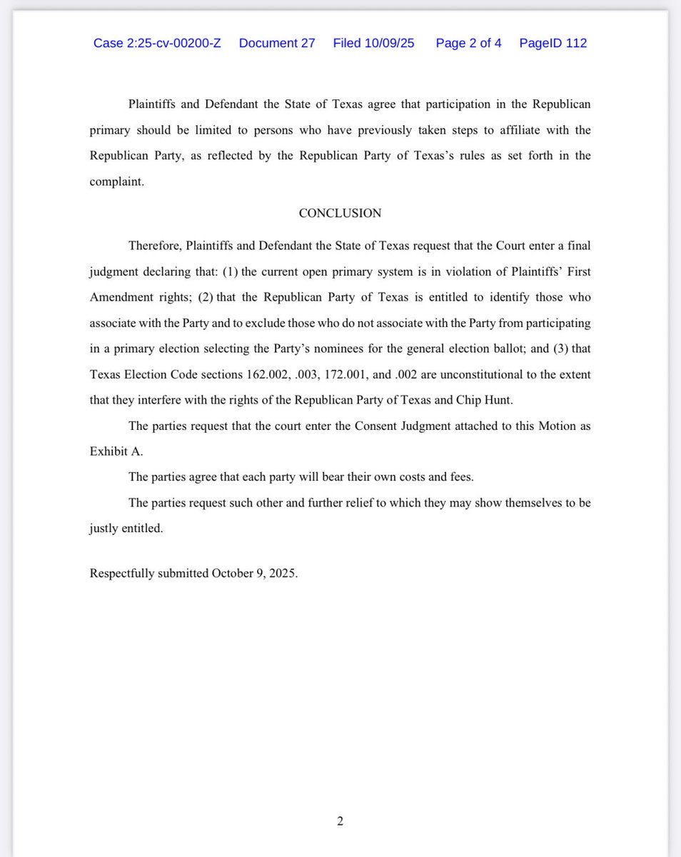 cbs11jack's tweet image. NEW: @KenPaxtonTX & @TexasGOP file joint motion in support of allowing the state party to close its primaries. The GOP sued the state of Texas claiming its violating the First Amendment right of association. @CBSNewsTexas