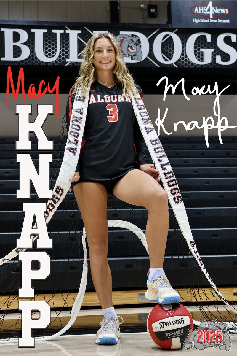 Senior volleyball spotlight 
Macy Knapp
Daughter of Jeff &amp; Karen Knapp
4 years in volleyball
Plans after graduation: Attend a four year university to study communication sciences and disorders