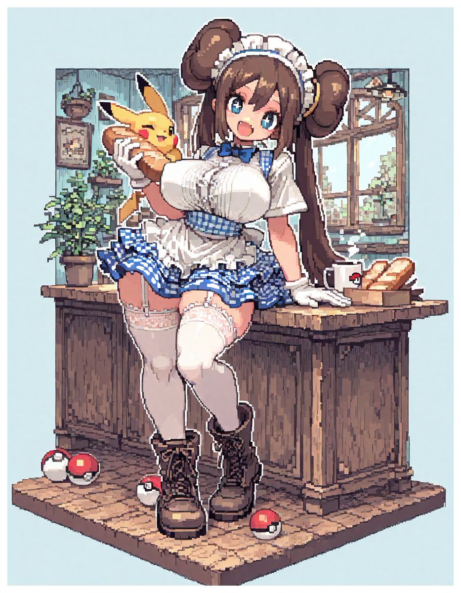 tkt_aiart's tweet image. ポケモンのメイちゃん ドット絵風味なイラスト