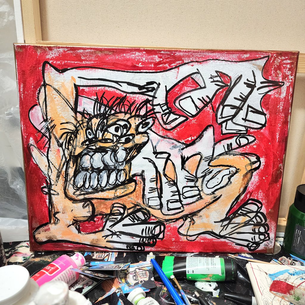 Painting while listening to <a href="/RogerDickerman/">RD</a> <a href="/24_Hours_Art/">24 Hours of Art</a> Origin Story of <a href="/beeple/">beeple</a> 3 years ago

Amazing to go back to these videos.

Adding the finishing touches on "Limb from limb"