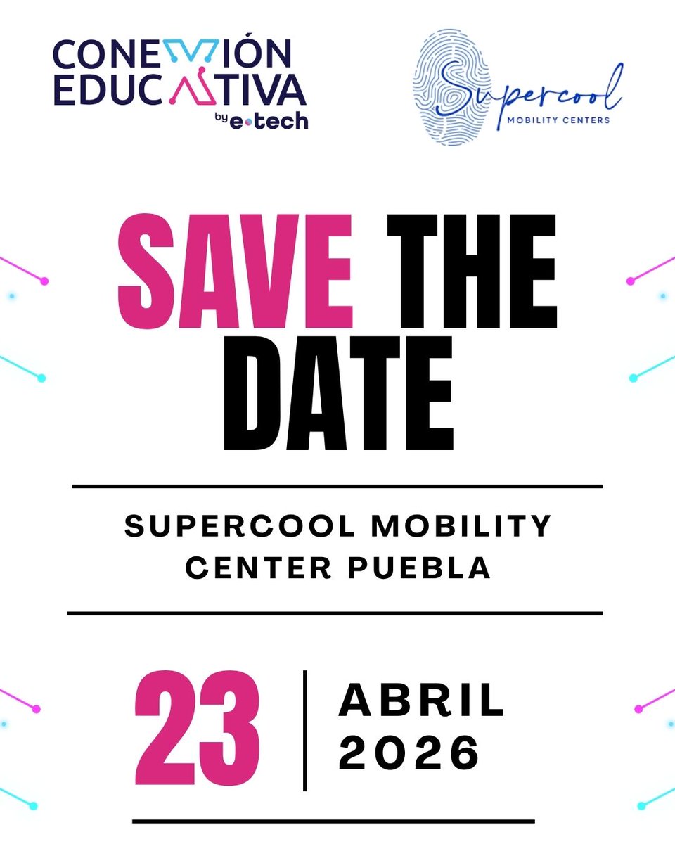 ConEdubyETech's tweet image. 🚀 Conviértete en patrocinador de Conexión Educativa by e-Tech y accede a beneficios exclusivos.

💻 Visita nuestra web oficial y asegura tu lugar como patrocinador. etechevolvingeducation.com

📅 Jueves 23 de abril 2026.

#ETECHEVENT #ConexiónEducativa2026