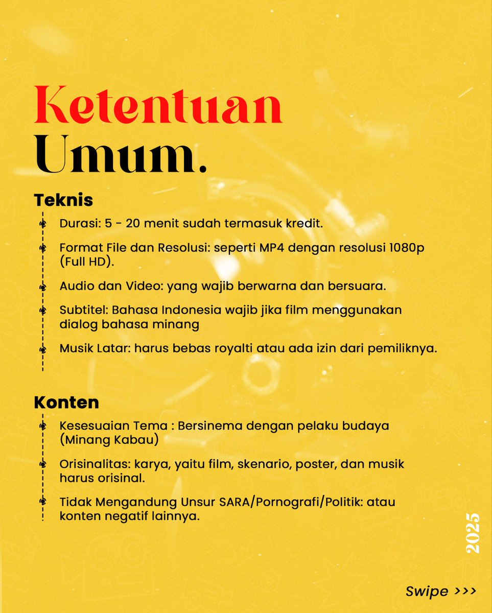 Mifest9's tweet photo. Info terbaru🔥🔥
Miffest masih ada perpanjangan waktu nih guys. Jadi buat kalian yang belum submit karyanya buruaannn submit sebelum terlambat🥳💪
#MinangFilmFestival #festival #festivalfilm #infofestival #shortfilm #filmpendek #festivalfilmindonesia #sineasindonesia https://t.co/i5FBJM8nMu