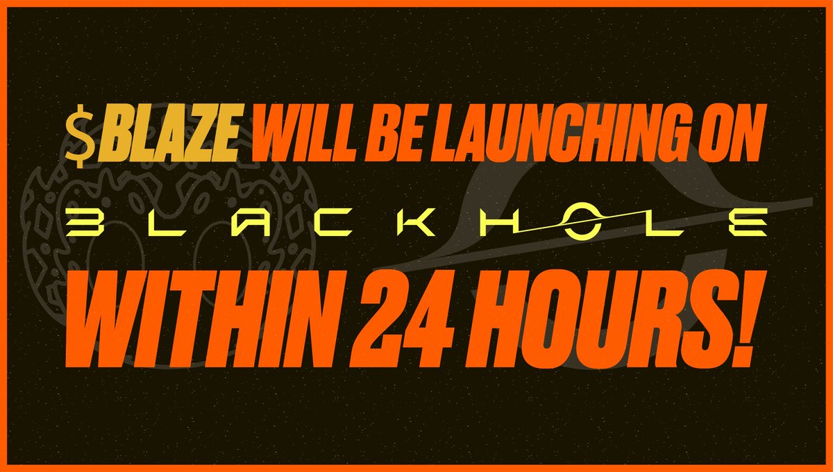 The Countdown Has Begun ⏱️ 

$BLAZE ( <a href="/blaze_stream/">Blaze</a> ) is officially launching on @BlackholeDEX_ within 24 hours! 🔥

The first Web3 streaming revolution built on <a href="/avax/">Avalanche🔺</a> is about to go live where creators earn, viewers engage, and every stream fuels the chain.

Fair launch. No VC