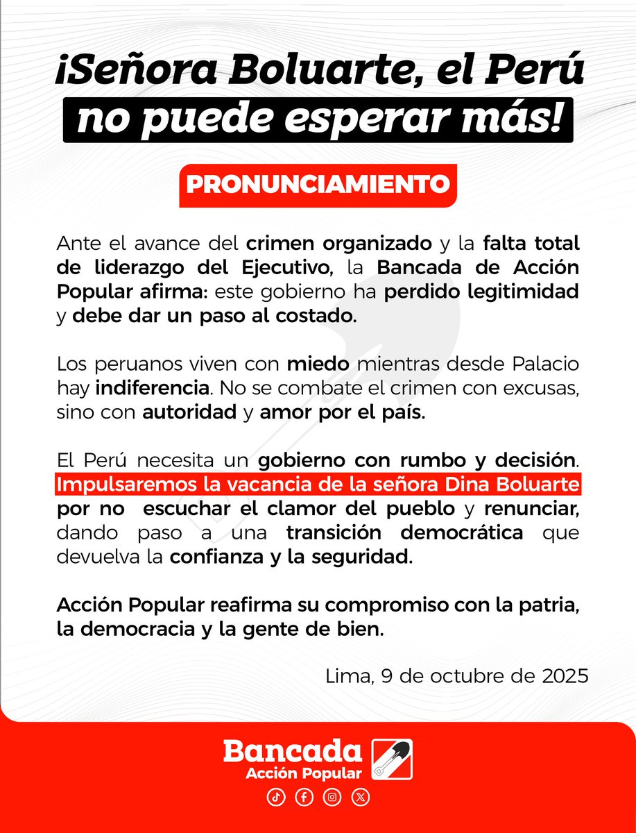 ¡Señora Boluarte, el Perú no puede esperar más!