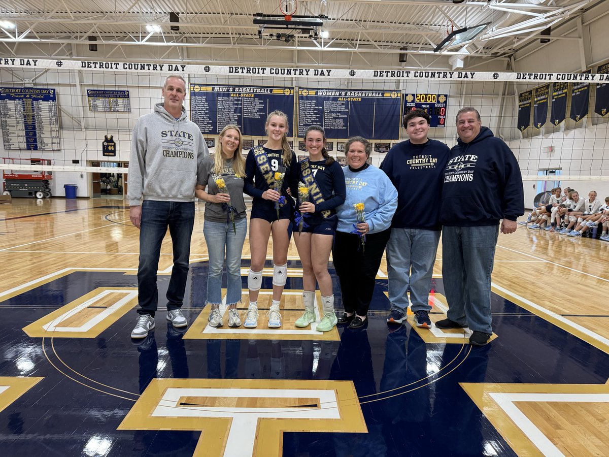 VOLLEYBALL:  So proud to honor two of the best and their families on Senior Night.  Thank you for your dedication to our program.  💙 🏐 💛 #dcdsathletics #jacketup