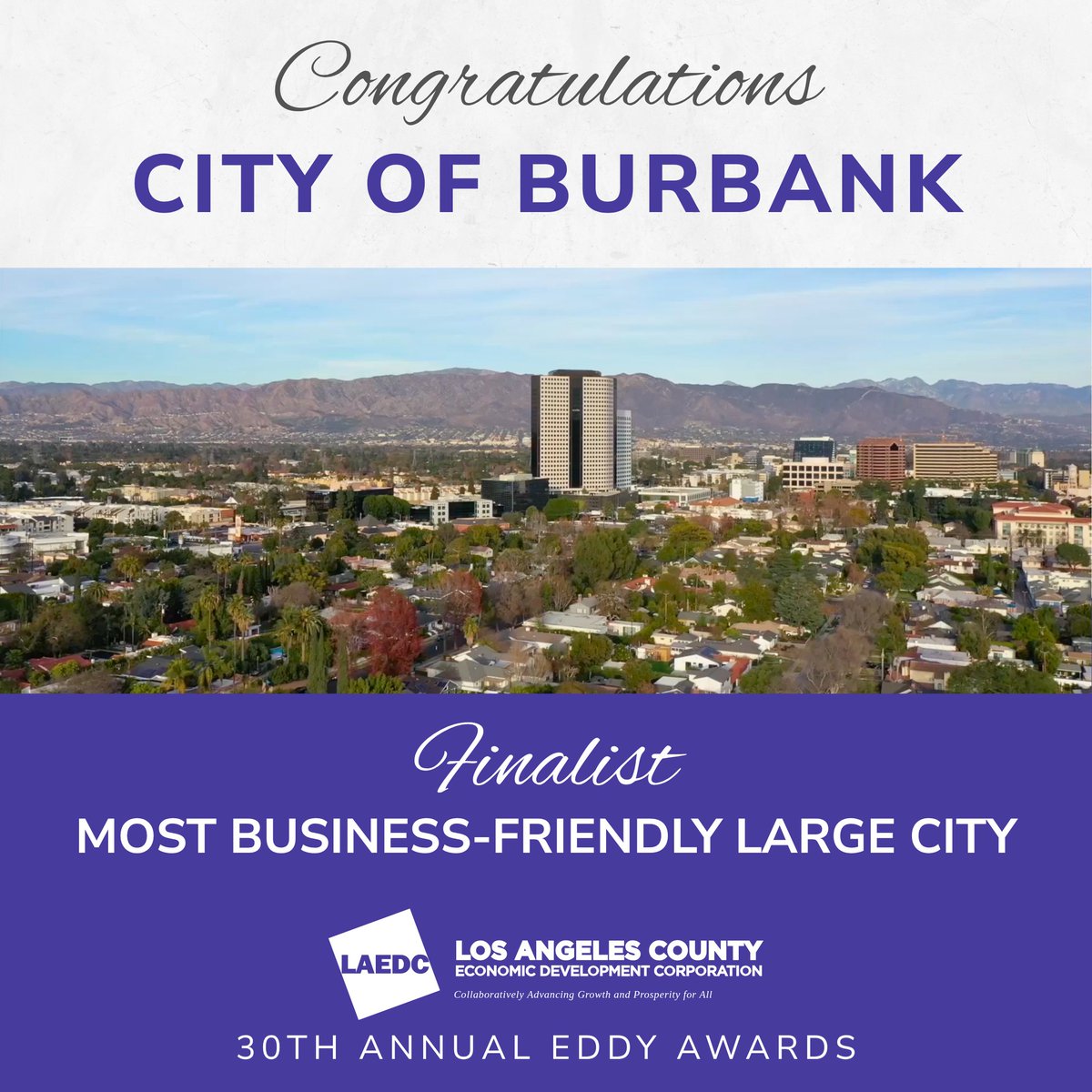 🎉 Congratulations to <a href="/BurbankCA/">City of Burbank</a> for being named a finalist for Most Business-Friendly Large City in the 2025 <a href="/LAEDC/">LAEDC</a> EDDY Awards!

#ValleyEconomicAlliance #BurbankCA #EconomicDevelopment #BusinessFriendly #LAEDC #CommunityLeadership