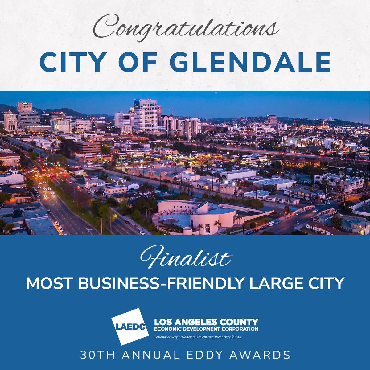 👏 Kudos to <a href="/MyGlendale/">City of Glendale, CA</a> for being selected as a finalist for Most Business-Friendly Large City in the 2025 <a href="/LAEDC/">LAEDC</a> EDDY Awards!

#ValleyEconomicAlliance #GlendaleCA #EDDYAwards #BusinessFriendly #EconomicDevelopment