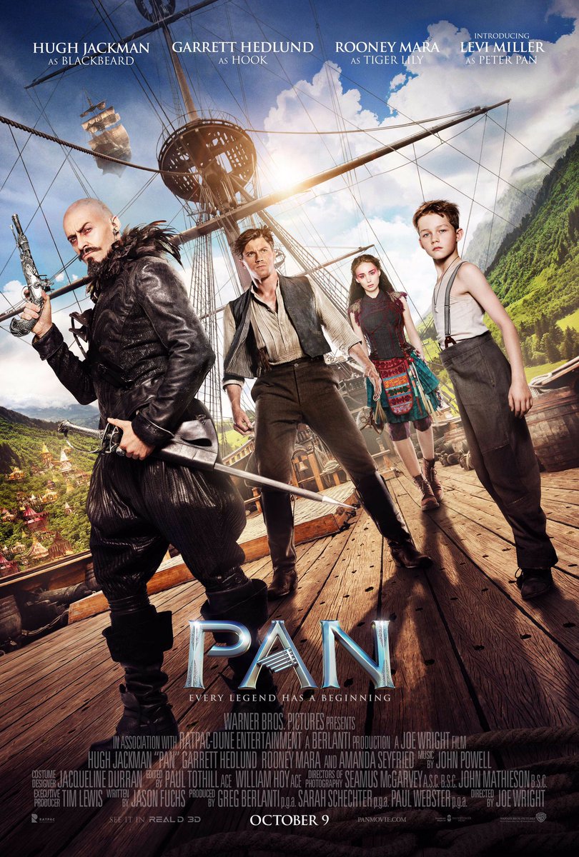 FilmNewsNos's tweet photo. 🎬MOVIE HISTORY: 10 years ago today, October 9, 2015 the movie ‘Pan’ opened in theaters!

#LeviMiller #GarrettHedlund @RealHughJackman #RooneyMara #AdeelAkhtar #KathyBurke #NonsoAnozie #AmandaSeyfried #JackCharles #LewisMacDougall #BronsonWebb #NaTaeJoo #CaraDelevingne #JoeWright https://t.co/5VCZmYLoDw