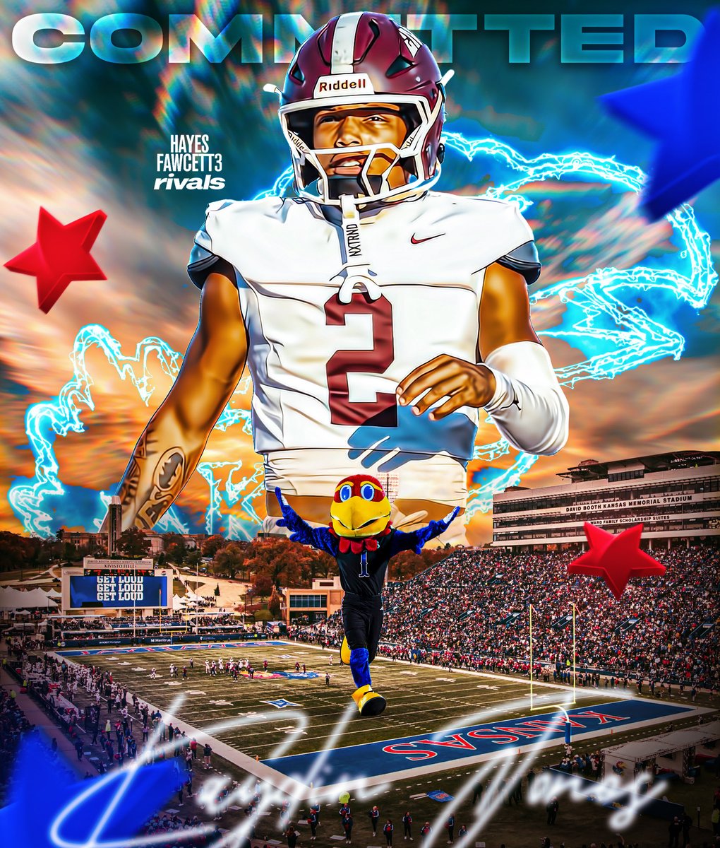 Hayesfawcett3's tweet image. BREAKING: Class of 2026 RB Kaydin Jones has Committed to Kansas, he tells me for @rivals
The 6’0 185 RB from Jenks, OK recently decommitted from Oklahoma State
“All glory to God, Jayhawks I’m home”
on3.com/rivals/kaydin-…