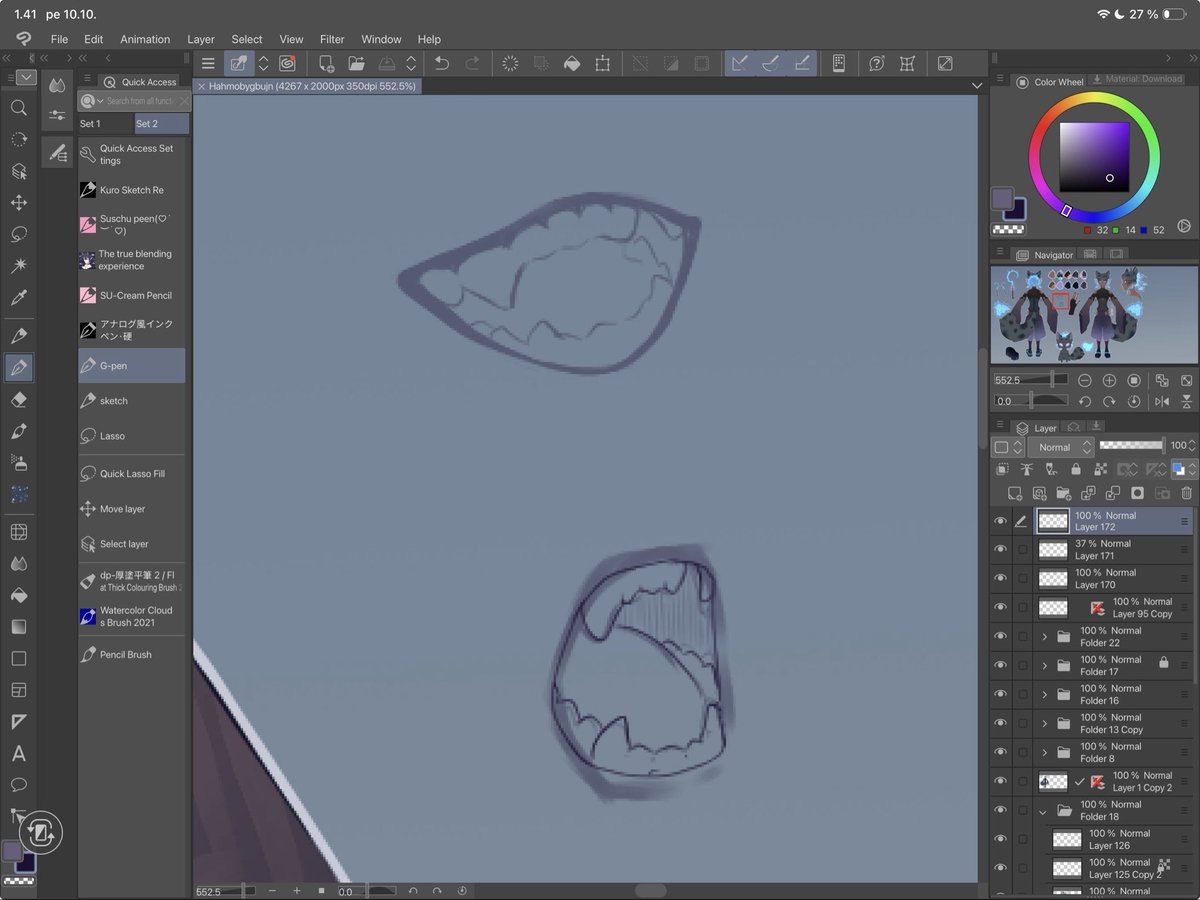 Chompers with one upper fang missing. Omnomnom 

#oc