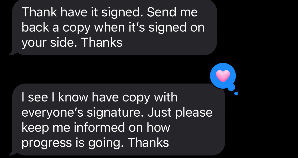 Signed agreement. 
Counting on a flip for this one 📈