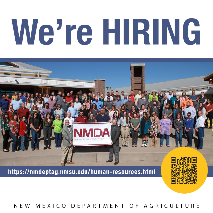 .<a href="/NMDeptAg/">New Mexico Department of Ag</a> is #hiring a Program Manager to join our Produce Safety Division in Las Cruces. Scan the QR code to check out all of our employment opportunities. 

To view this job posting, visit careers.nmsu.edu/jobs/program-m….