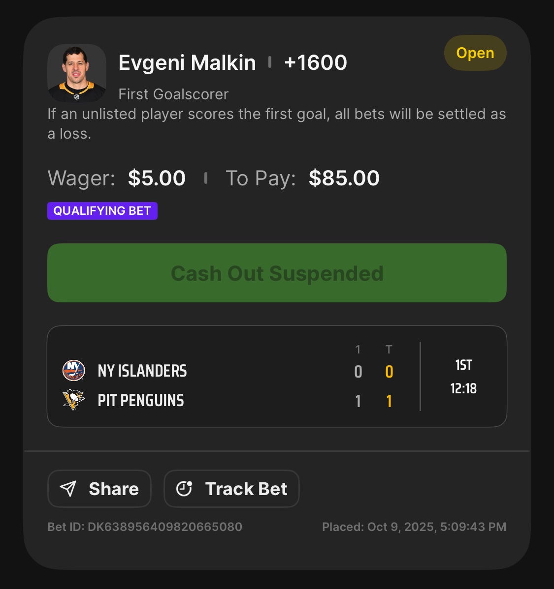 ChWalker_8's tweet photo. @DKSportsbook https://t.co/UGU5mudop3