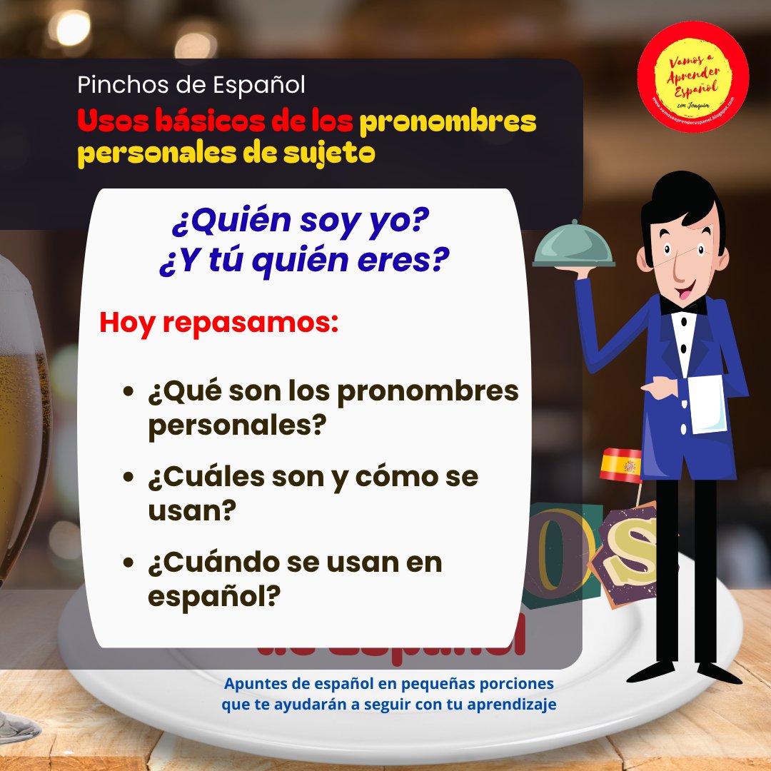 VAEspanol's tweet photo. ¡Buenas tardes! Hoy descubrimos cómo se usan los pronombres personales de sujeto en español y qué diferencias hay entre España y América Latina.
https://t.co/9O6LroFpqh
#pronombrespersonales #spanishgrammar #spanishbasics #learnspanish #spanishteacher https://t.co/CQuRY31JNO
