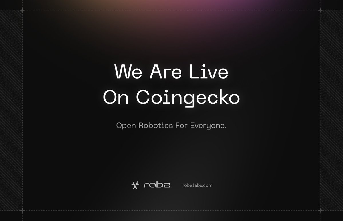 $ROBA is listed on CoinGecko.

Creator-owned robots deserve a place alongside the biggest innovations in Web3.

The People's Robotics Platform is set to reshape the landscape.

It's about to become:
Personal. Open. Yours.