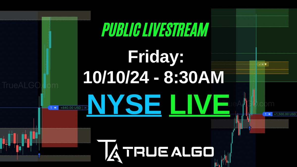 True_Algo's tweet image. 🚨 FREE LIVE STREAM – TOMORROW @ 8:30AM ET 🚨
If you’ve been second-guessing entries, chasing candles, or freezing when volatility hits… tomorrow’s your chance to change that.
Join us LIVE on YouTube as we trade the NYSE Open with the True Algo System — no hindsight, no…