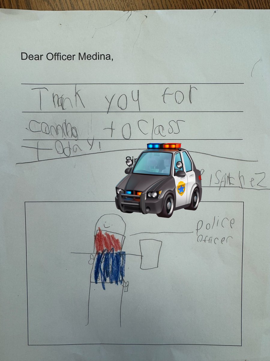 Kinder ❤️’s their favorite HBE community helper, Officer Medina. Guess what career everyone is in Ms. Carreon’s class want to have?!? Our campus is super safe thanks to Officer Medina and all his special deputies!