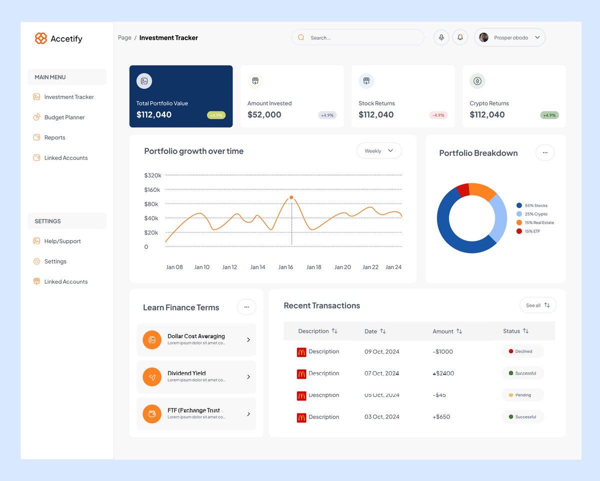 ObodoProsper's tweet image. My first attempt at a dashboard design.😊
This is the first amongst the many more to come.
All thanks to @DavidEmulo for a detailed tutorial video on how to go about this.
What are your thoughts?
I am open to design projects and Collaborations.
#uiux
#productdesign
#Dashboards