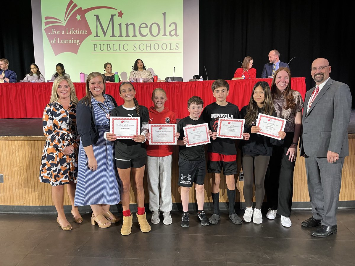 Congrats to the <a href="/MineolaMS/">Mineola Middle School</a> Student Council for being recognized at the Board of Education Meeting tonight #MineolaProud
