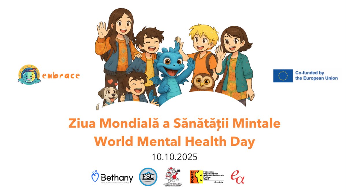embrace_cerv's tweet photo. World Mental Health Day workshops for children and teenagers ages 6-18, boosting emotional literacy & safe digital skills. Watch “The Emotional Check Engine Light” on finding calm in stress! https://t.co/VrA3r0ZIET
https://t.co/utKMn5bfcX
#EMBRACEProject #EACEA #CERV #EUcofunded https://t.co/qwAmyhtssc