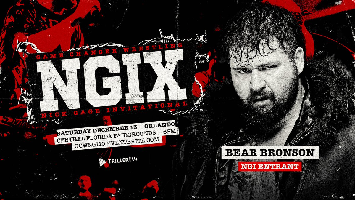 GCWrestling_'s tweet image. *NGI UPDATE*

THE NGI returns to ORLANDO on Saturday, December 13th!

Tickets go On Sale Friday at 10AM:
GCWNGI10.EVENTBRITE.COM

First 2 entrants have been signed:
1. BEAR BRONSON 🇺🇸
2. DREW PARKER 🇬🇧

#GCWNGIX
Sat 12/13 - 7PM
Central Florida Fairgrounds