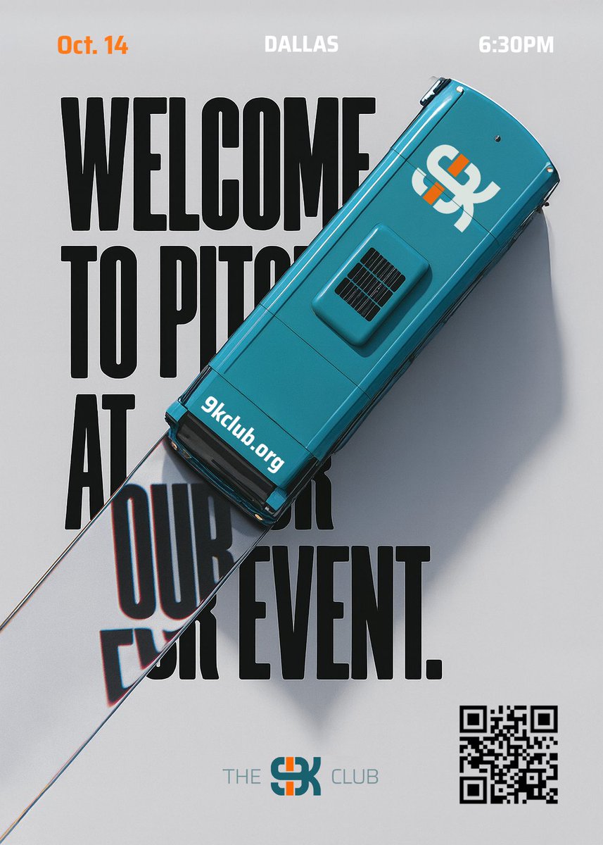 🚀 Founders in DFW — it’s your turn to pitch!

 Details &amp; RSVP 👉 luma.com/lwy3tdv6

Join us next Tuesday(Oct. 14) for the next 9K Club event — a night of startup pitches, stories, and real connections.

Selected teams will continue the journey toward our December