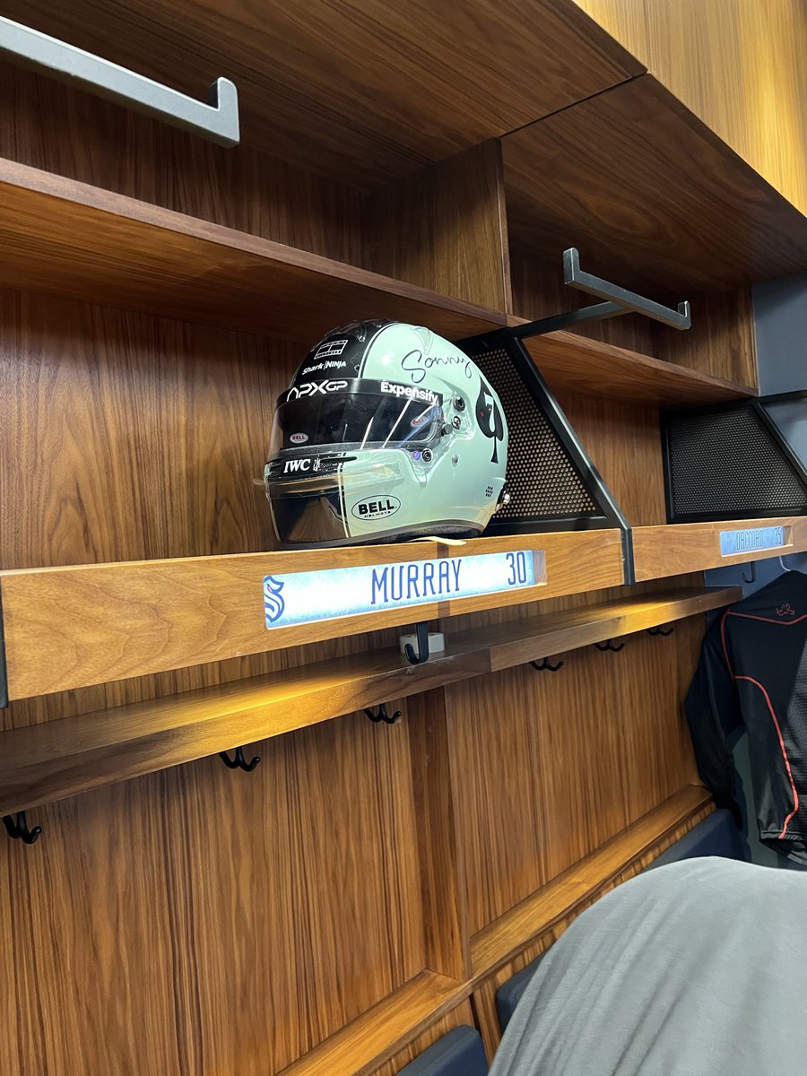 sound_hockey's tweet photo. #SeaKraken apparently have Sonny’s helmet from F1 as their player of the game award. Will seek confirmation… https://t.co/WjoJcJxNuj