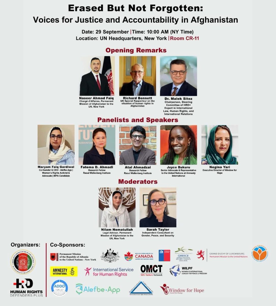 AlefbeApp's tweet image. We are proud to have joined #UNGA80 side event “Erased But Not Forgotten: Voices for Justice and Accountability in Afghanistan,” our Co-founder and CEO, Maryam Faiq Gardiwal @MaryamGardiwal, raised her voice for the Afghan people, especially women and girls who are being…