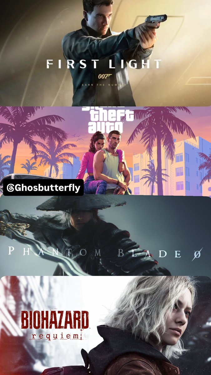 Ghosbutterfly's tweet photo. ✨ الألعاب اللي متحمسة لهم في سنة 2026

ولكن أكثر 5 ألعاب متحمسة لها بينهم 👾🎮

1️⃣ #ResidentEvilRequiem
2️⃣ #GTAVI
3️⃣ #MarvelWolverin
4️⃣ #Phantombladezero
5️⃣ #007FirstLight

وأنتم؟ إيش أكثر 5 العاب متحمسين لهم ؟ https://t.co/FZE4Fan17U