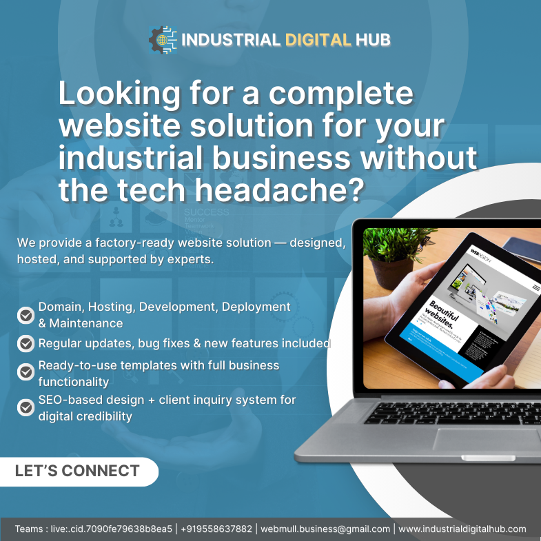 webmullDev's tweet image. Looking for a complete #WebsiteSolution for your #IndustrialBusiness without the tech headache?
👉 Domain, Hosting, Design & Support — all in one package.
🚀 Limited-time: Save 20–30% + Get FREE #WebsiteAudit & Live Demo!
#webmull #idh #webdevelopment #affordablewebdesign